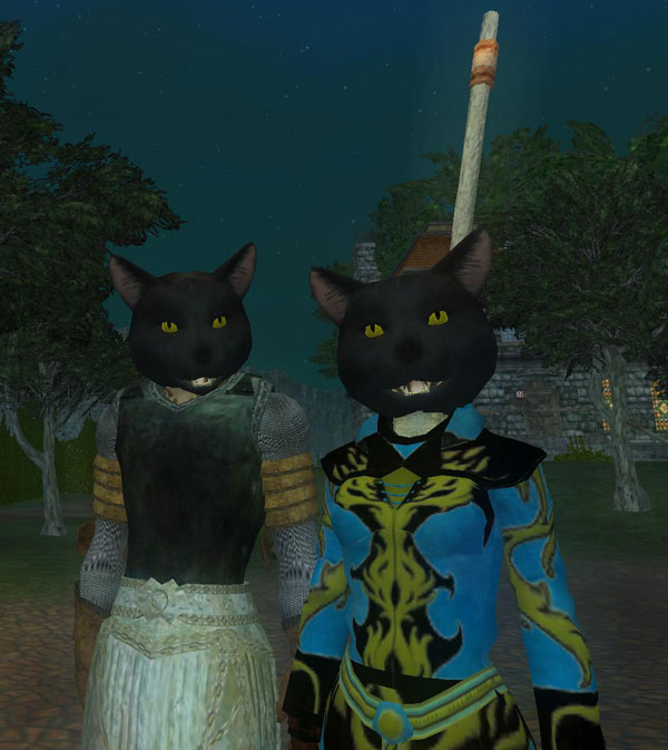 IMAGE- EQ2 Saebher and Enuyi wearing halloween masks